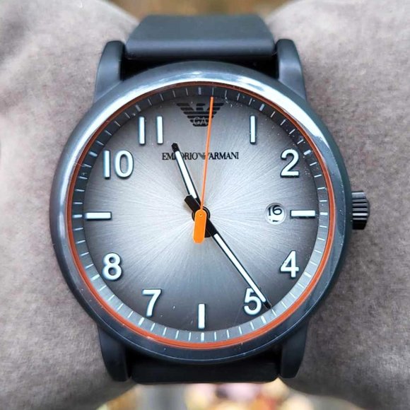 New EMPORIO ARMANI AR11176 Date Black Silicone Men Quartz Watch No Box A… - Picture 3 of 9